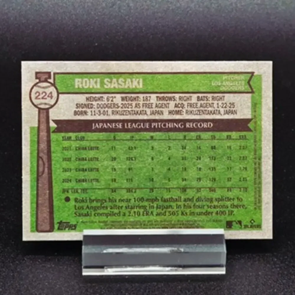 Roki Sasaki Topps Black Gold Heritage RC Los Angeles Dodgers Star - Picture 3 of 5